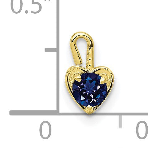 10K Gelbgold 10ky September Synthetisch Geburtsstein Herz Charm