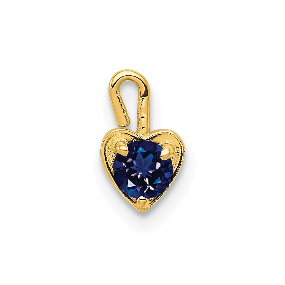 10K Gelbgold 10ky September Synthetisch Geburtsstein Herz Charm