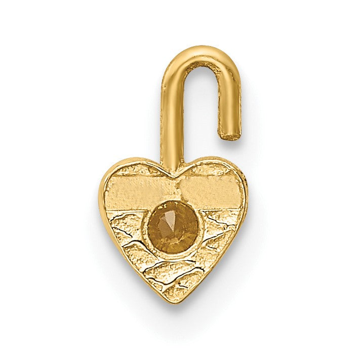 10K Gelbgold 10ky November Synthetisch Geburtsstein Herz Charm