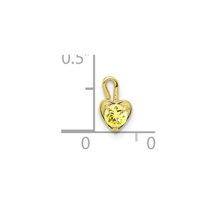 10K Gelbgold 10ky November Synthetisch Geburtsstein Herz Charm