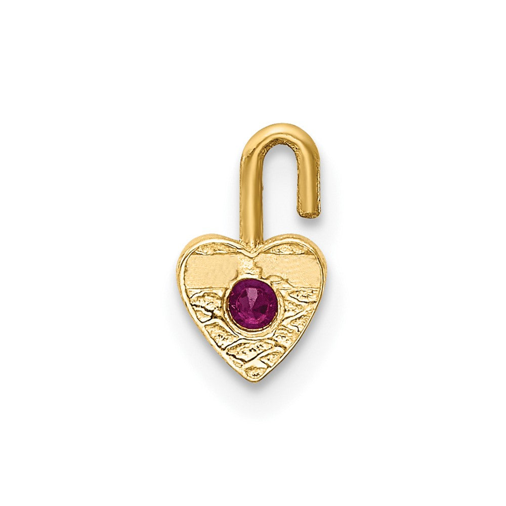 10K Gelbgold 10ky July Synthetisch Geburtsstein Herz Charm