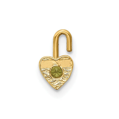 10K Gelbgold 10ky August Synthetisch Geburtsstein Herz Charm