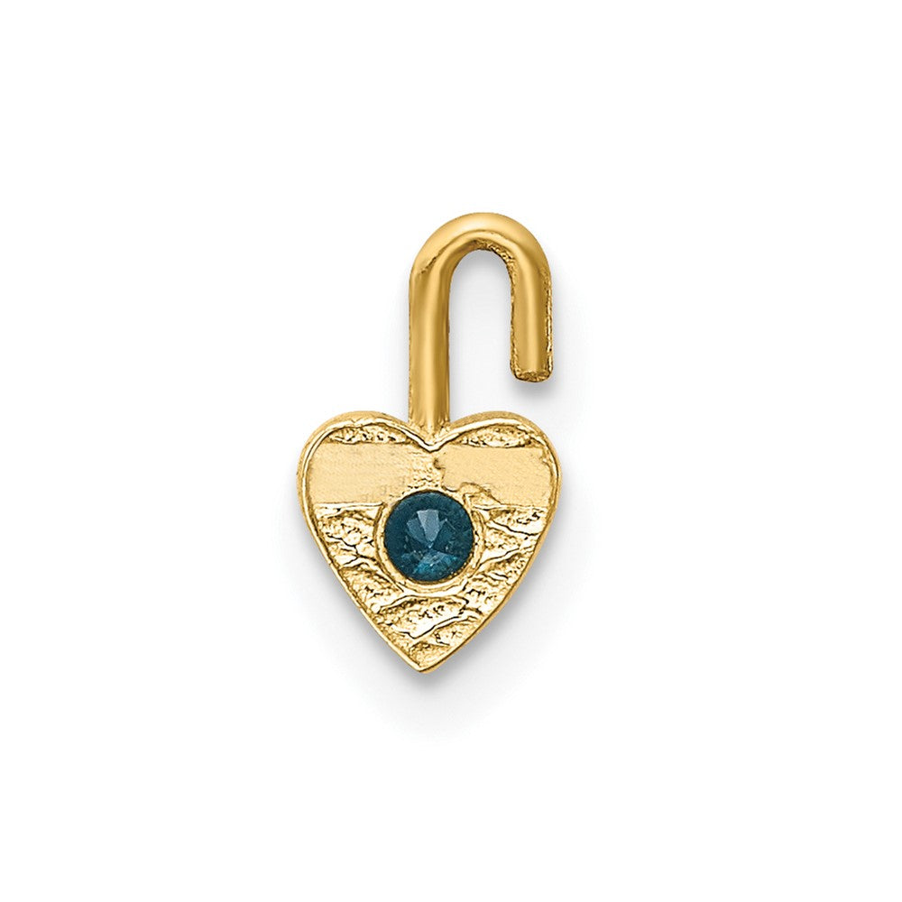 10K Gelbgold 10ky December Synthetisch Geburtsstein Herz Charm