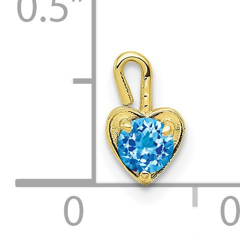 10K Gelbgold 10ky December Synthetisch Geburtsstein Herz Charm