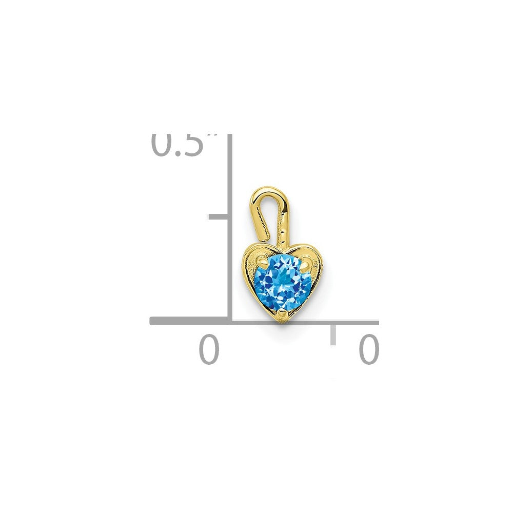 10K Gelbgold 10ky December Synthetisch Geburtsstein Herz Charm