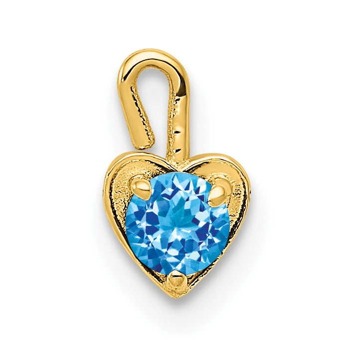 10K Gelbgold 10ky December Synthetisch Geburtsstein Herz Charm