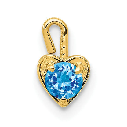 10K Gelbgold 10ky December Synthetisch Geburtsstein Herz Charm