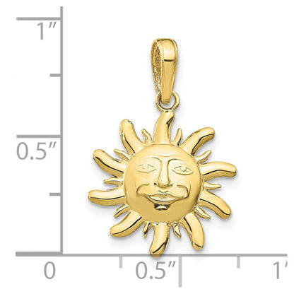 10K Gelbgold Diamantiert Klein Sonne Charm