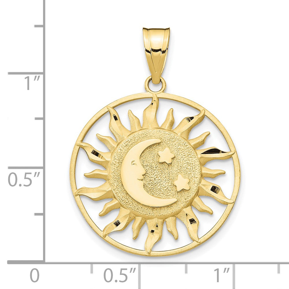 10K Gelbgold Poliert Sonne mit Mond & Stern Charm