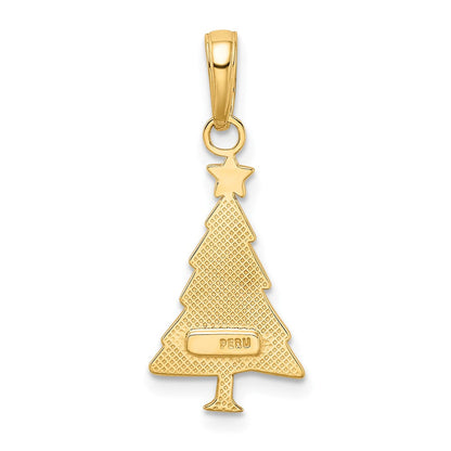 10K Gelbgold 10K Poliert Weihnachten Baum Anhänger