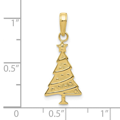10K Gelbgold 10K Poliert Weihnachten Baum Anhänger