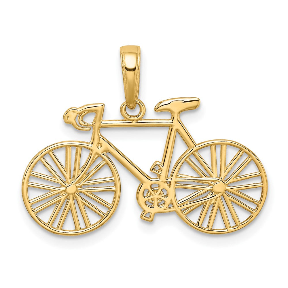 10K Gelbgold 3d Poliert Bicycle Charm