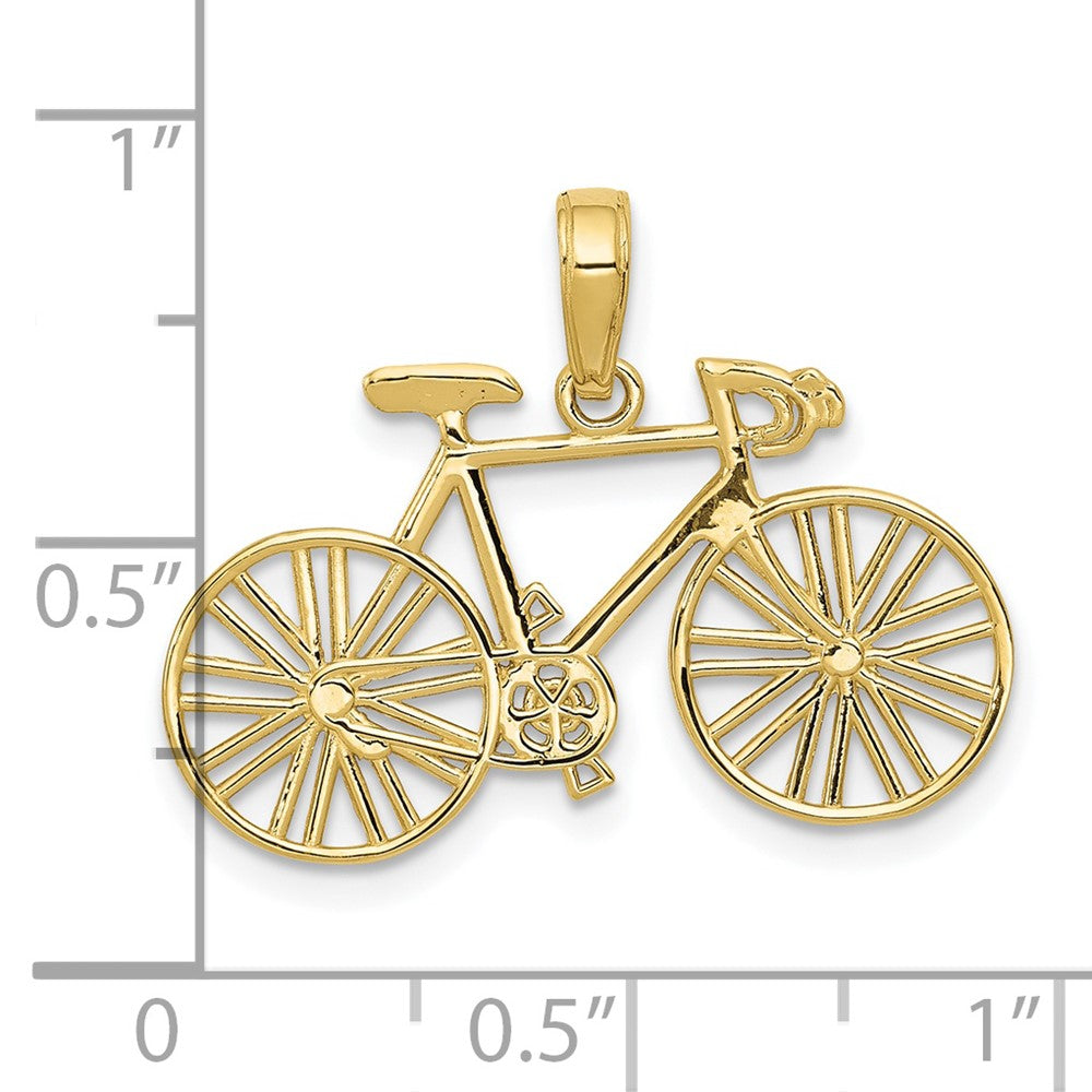 10K Gelbgold 3d Poliert Bicycle Charm