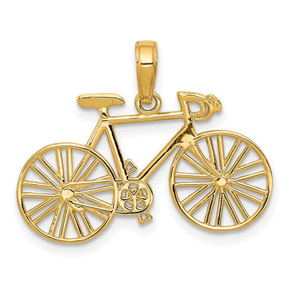10K Gelbgold 3d Poliert Bicycle Charm