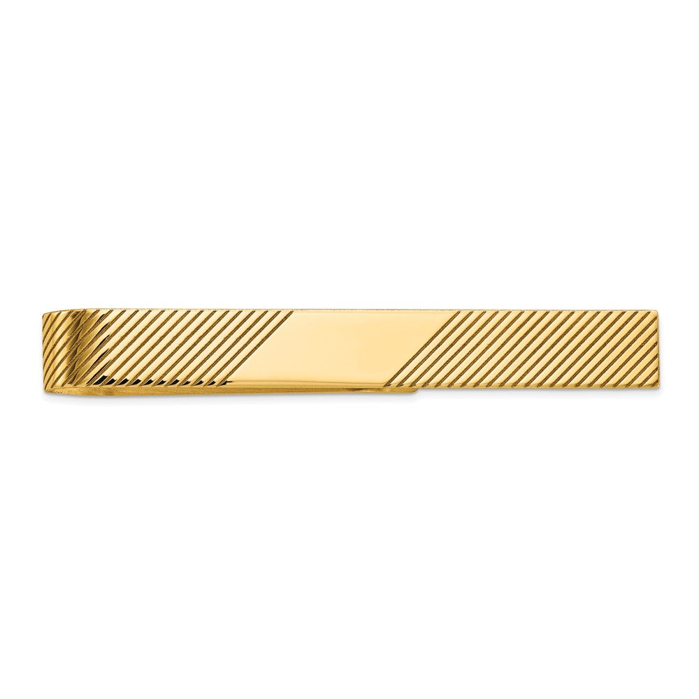 10K Gelbgold Herren Gerillt Gravierbar Krawatten Stab
