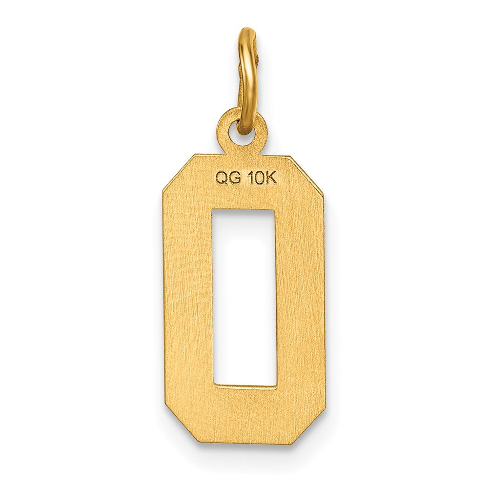 10K Gelbgold 10ky Casted Mittel Diamantiert Zahl 0 Charm