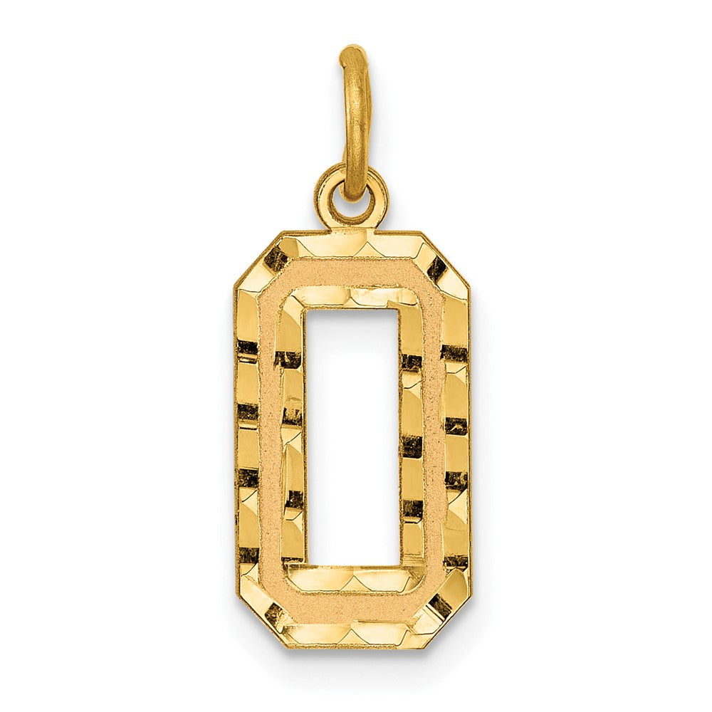10K Gelbgold 10ky Casted Mittel Diamantiert Zahl 0 Charm