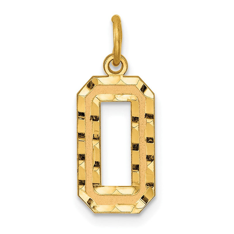 10K Gelbgold 10ky Casted Mittel Diamantiert Zahl 0 Charm