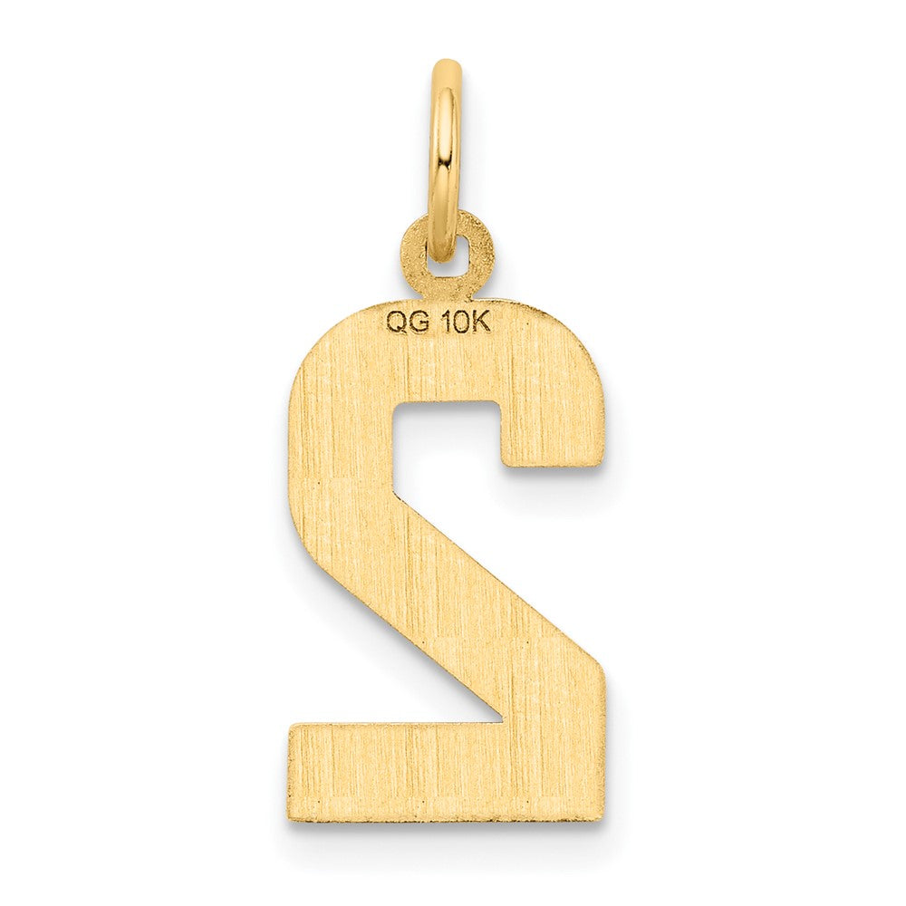 10K Gelbgold 10ky Casted Mittel Diamantiert Zahl 2 Charm