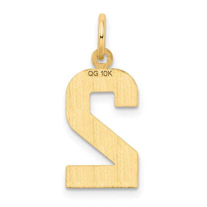 10K Gelbgold 10ky Casted Mittel Diamantiert Zahl 2 Charm