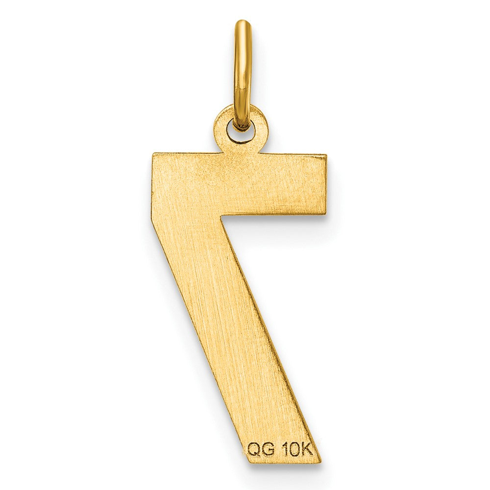 10K Gelbgold 10ky Casted Mittel Diamantiert Zahl 7 Charm