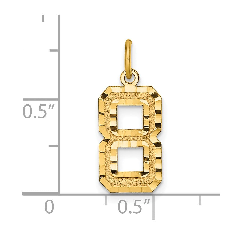 10K Gelbgold 10ky Casted Mittel Diamantiert Zahl 8 Charm