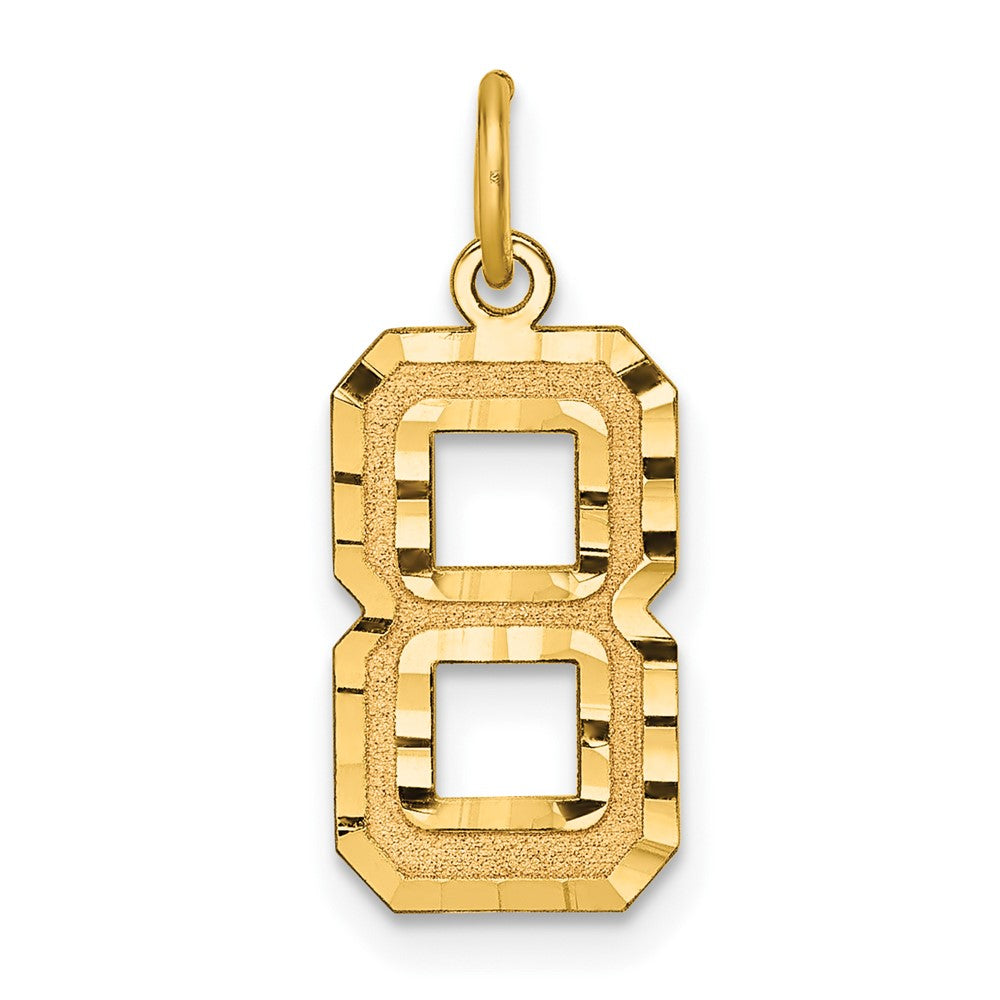 10K Gelbgold 10ky Casted Mittel Diamantiert Zahl 8 Charm