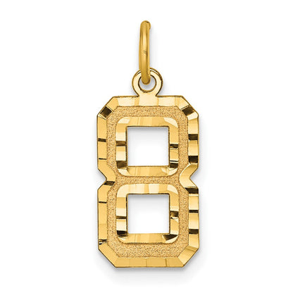 10K Gelbgold 10ky Casted Mittel Diamantiert Zahl 8 Charm