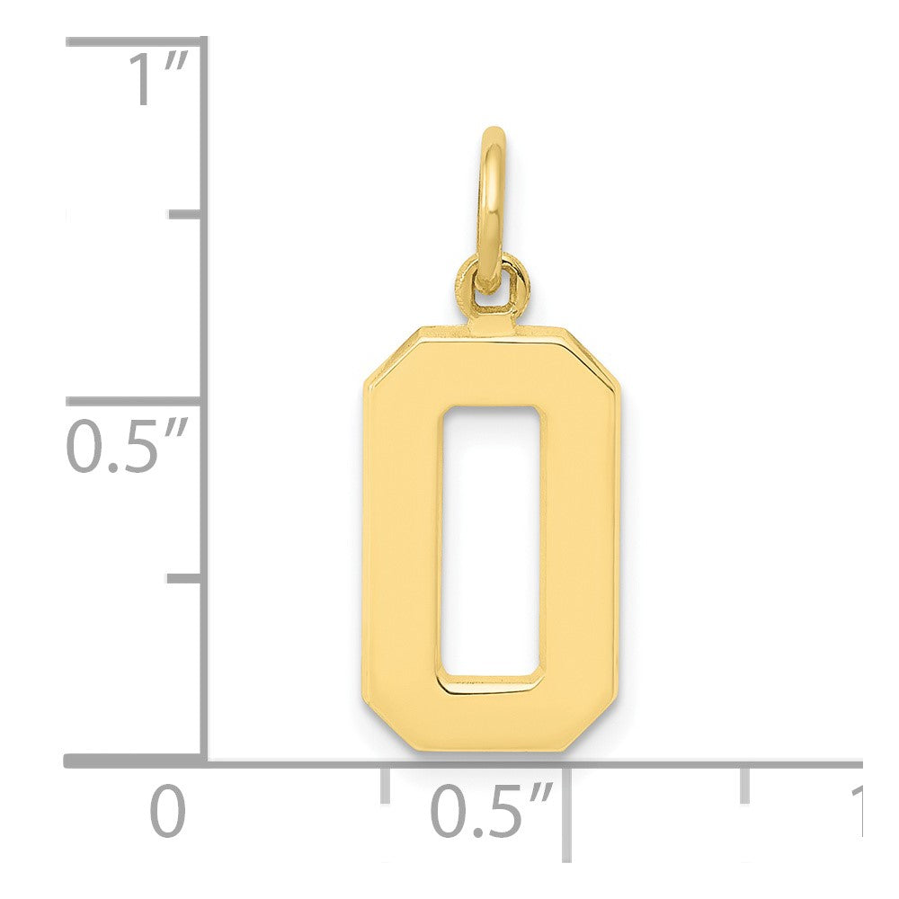 10K Gelbgold Mittel Poliert Zahl 0 Charm