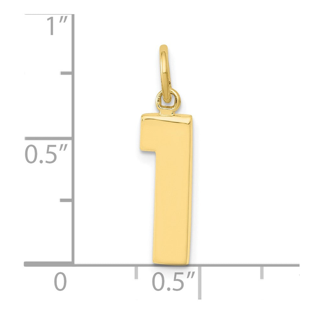 10K Gelbgold Mittel Poliert Zahl 1 Charm