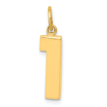 10K Gelbgold Mittel Poliert Zahl 1 Charm