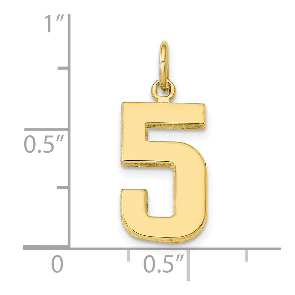 10K Gelbgold Mittel Poliert Zahl 5 Charm