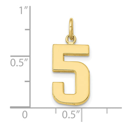 10K Gelbgold Mittel Poliert Zahl 5 Charm