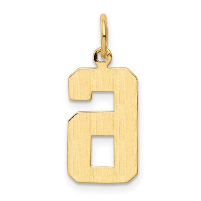 10K Gelbgold Mittel Poliert Zahl 6 Charm