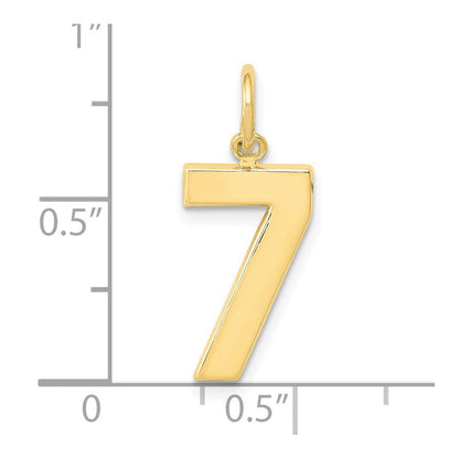 10K Gelbgold Mittel Poliert Zahl 7 Charm