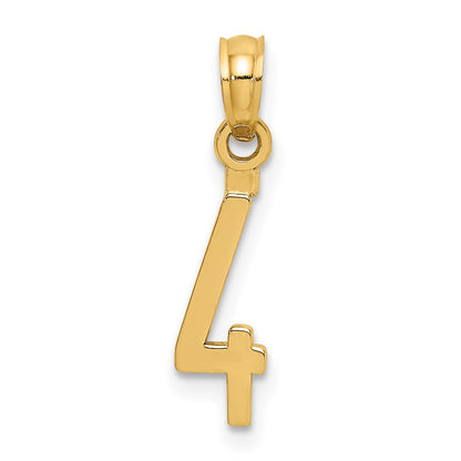 10K Gelbgold 10K Zahl 4 Block Charm