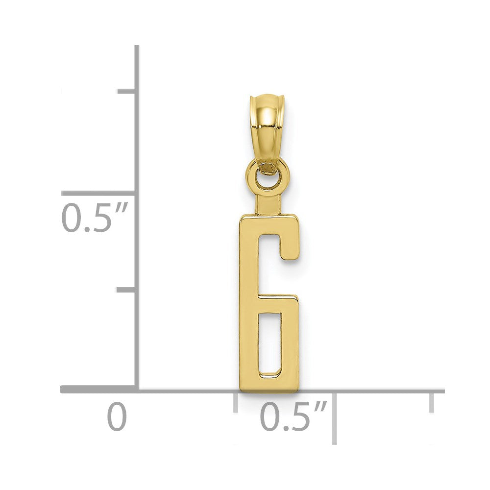 10K Gelbgold 10K Zahl 6 Block Charm