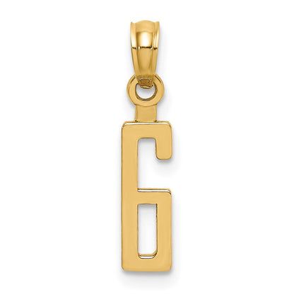 10K Gelbgold 10K Zahl 6 Block Charm
