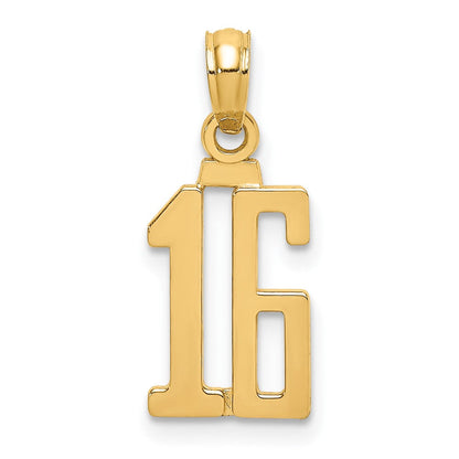 10K Gelbgold 10K Zahl 16 Anhänger