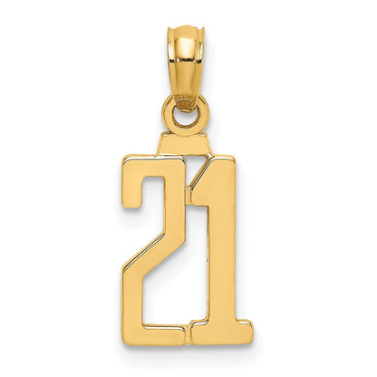 10K Gelbgold 10K Zahl 21 Anhänger
