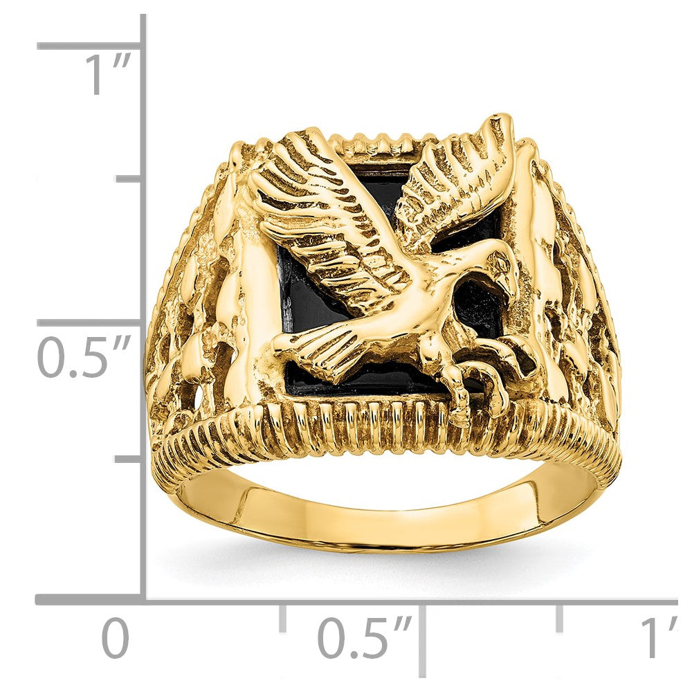 10K Gelbgold 10K Herren Onyx Adler Ring