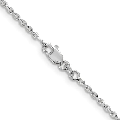 10K Weißgold Wg 1.65mm Diamantiert Ankerkette Halskette