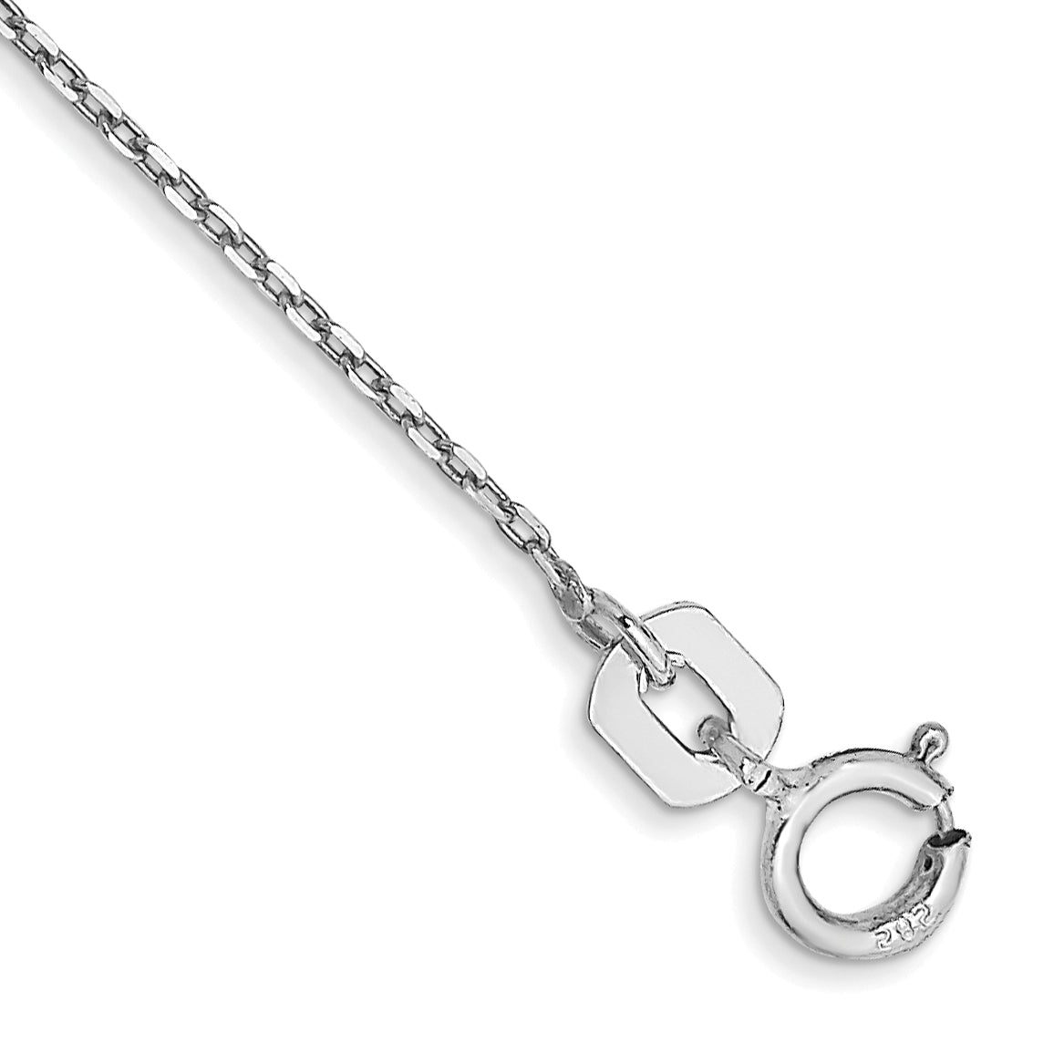 10K Weißgold Wg.8mm Diamantiert Ankerkette mit Federring Verschluss Kette Fußkettchen