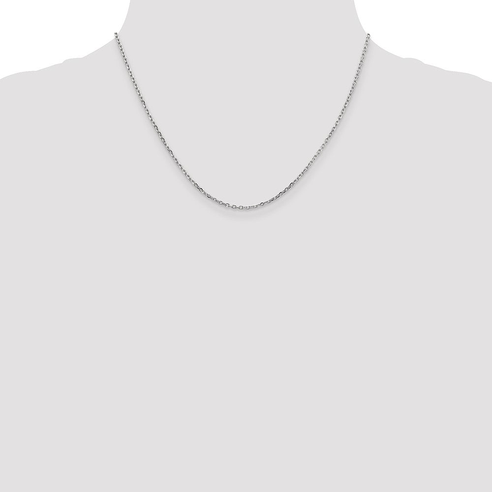 10K Weißgold Wg 1.8mm Diamantiert Rund Offen Glieder Ankerkette Halskette