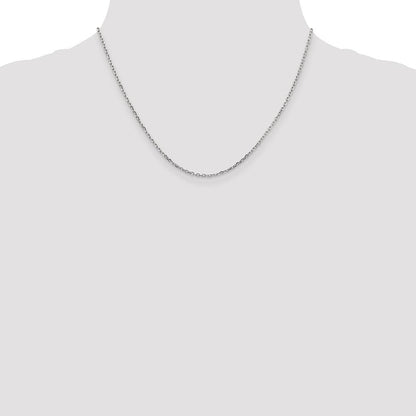 10K Weißgold Wg 1.8mm Diamantiert Rund Offen Glieder Ankerkette Halskette