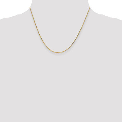10K Gelbgold 1.4mm Diamantiert Rund Offen Glieder Ankerkette Halskette