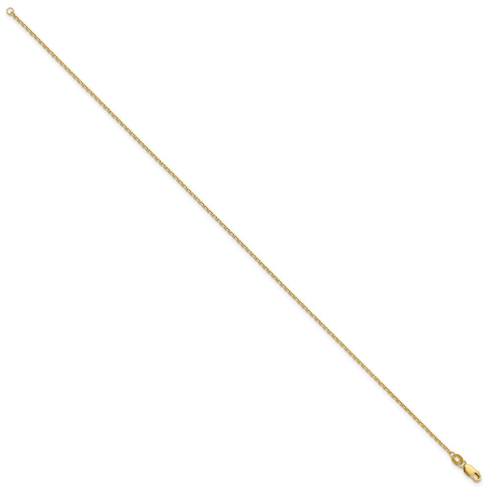 10K Gelbgold 1.4mm Diamantiert Rund Offen Glieder Ankerkette Kette Fußkettchen