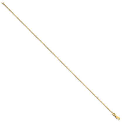 10K Gelbgold 1.4mm Diamantiert Rund Offen Glieder Ankerkette Kette Fußkettchen