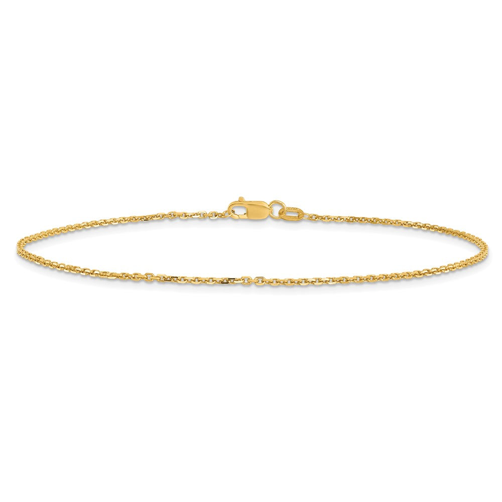 10K Gelbgold 1.4mm Diamantiert Rund Offen Glieder Ankerkette Kette Fußkettchen
