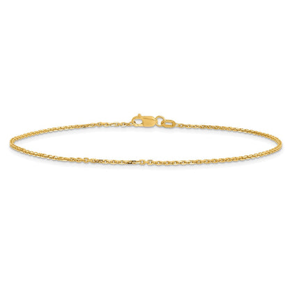 10K Gelbgold 1.4mm Diamantiert Rund Offen Glieder Ankerkette Kette Fußkettchen